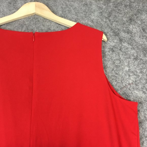 J Jason Wu Jumpsuit XL Solid Red Sleeveless City Knit Pockets Wide Leg Ruched - Picture 14 of 16